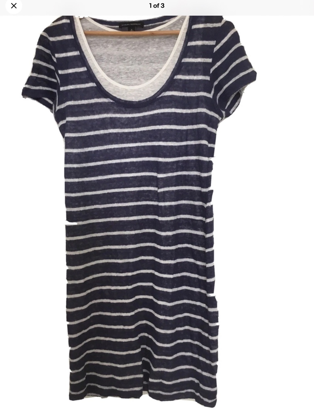 Banana Republic Navy and White Nautical Striped Knee Length Dress